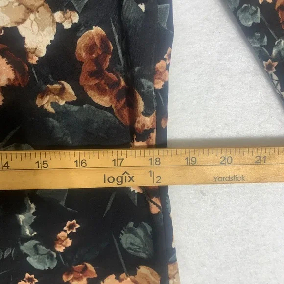 H&M Womens Black Floral Print 3/4 Sleeve V-Neck Shift Dress Sz 8 Polyester Boho - Picture 10 of 12